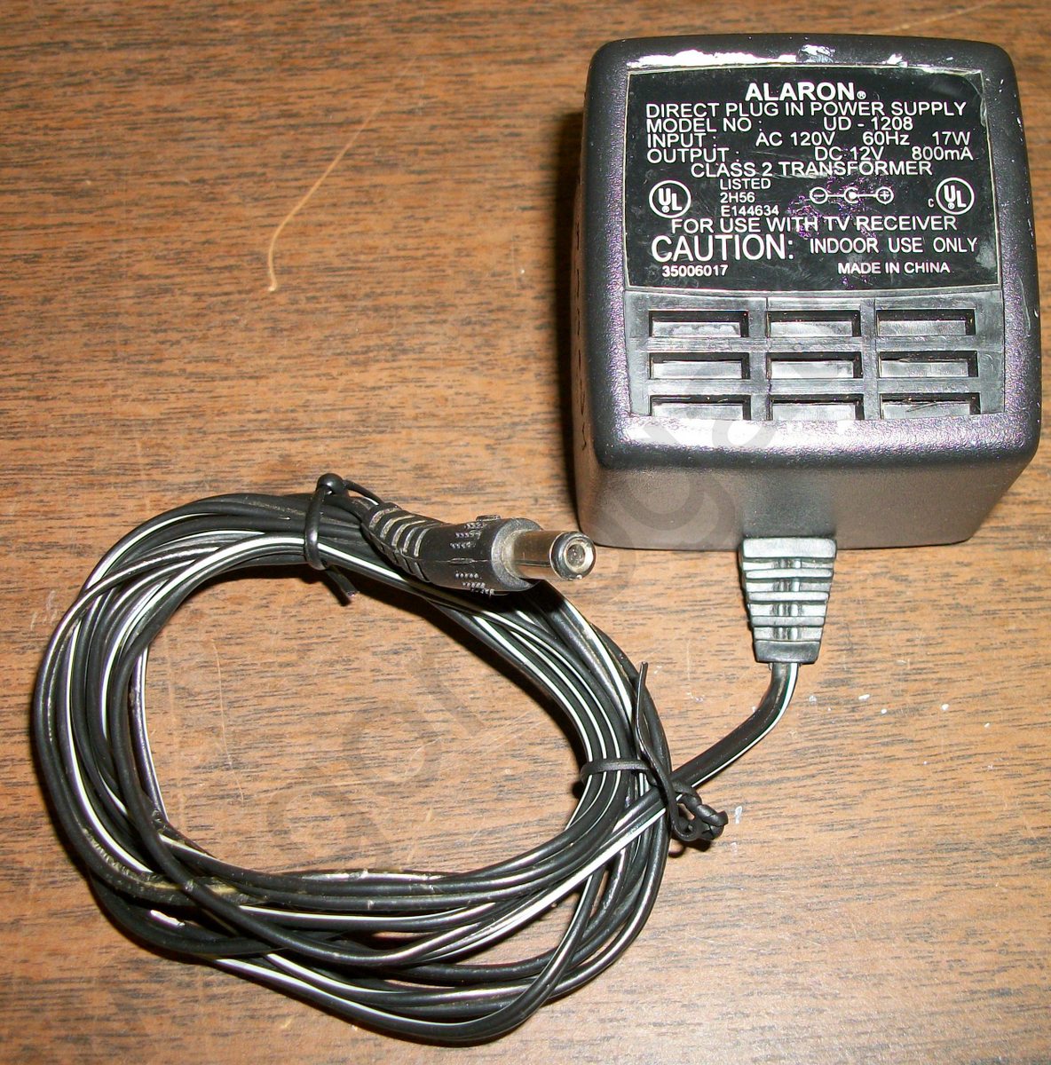 Alaron TV Receiver AC Adapter UD-1208 DC 12V