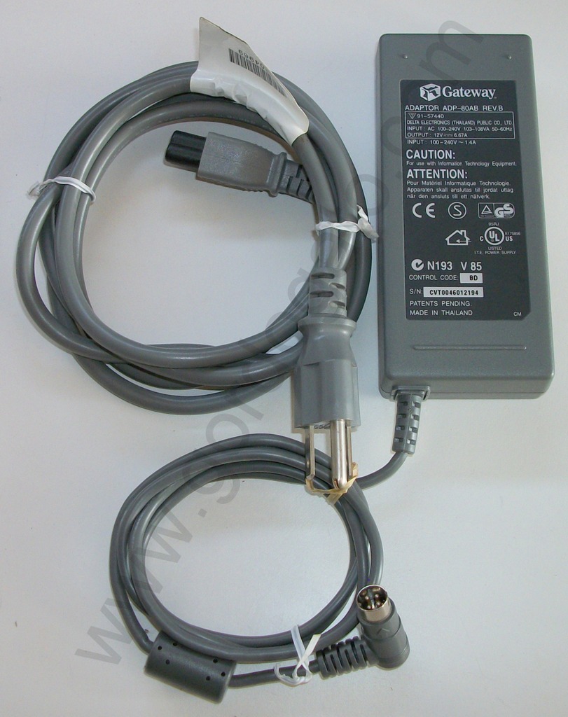 Gateway Profile 3 AC Adapter ADP-80AB 12V, 6.67A
