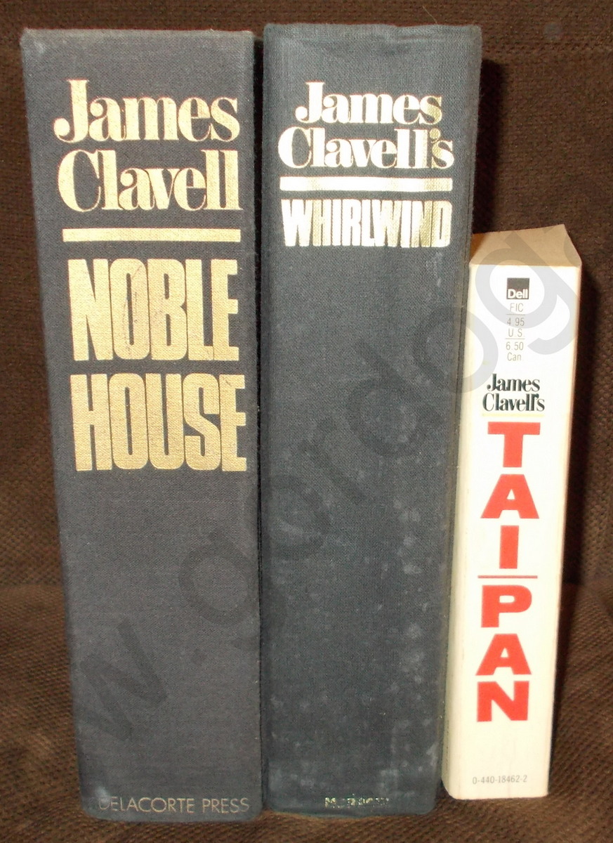 Lot of 3 James Clavell Novels: Taipan Paperback Whirlwind, Noble