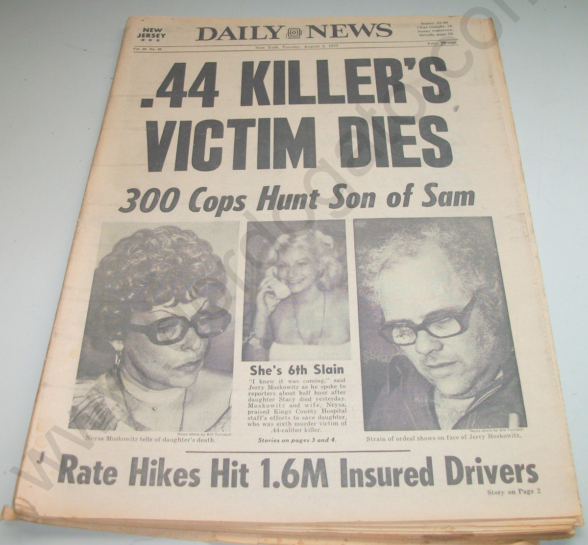 Daily News - Tuesday, August 2, 1977 - Son of Sam Serial Killer