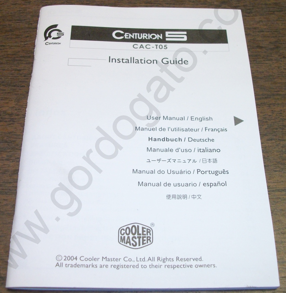 Cooler Master Centurion 5 CAC-T05 Installation Guide Manual
