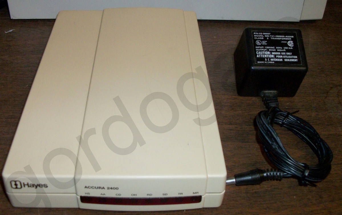 Hayes Accura 2400 Baud External Serial RS232 Modem w/ AC Adapter