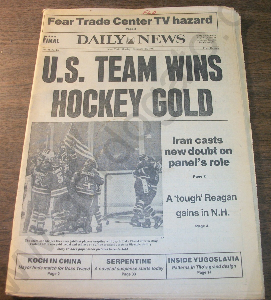 Daily News - Monday, February 25, 1980 US Hockey Team