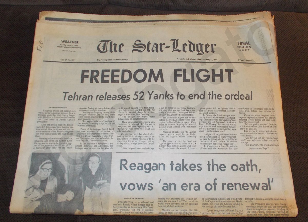 The Star-Ledger 21 January 1981 Hostages Released, Reagan