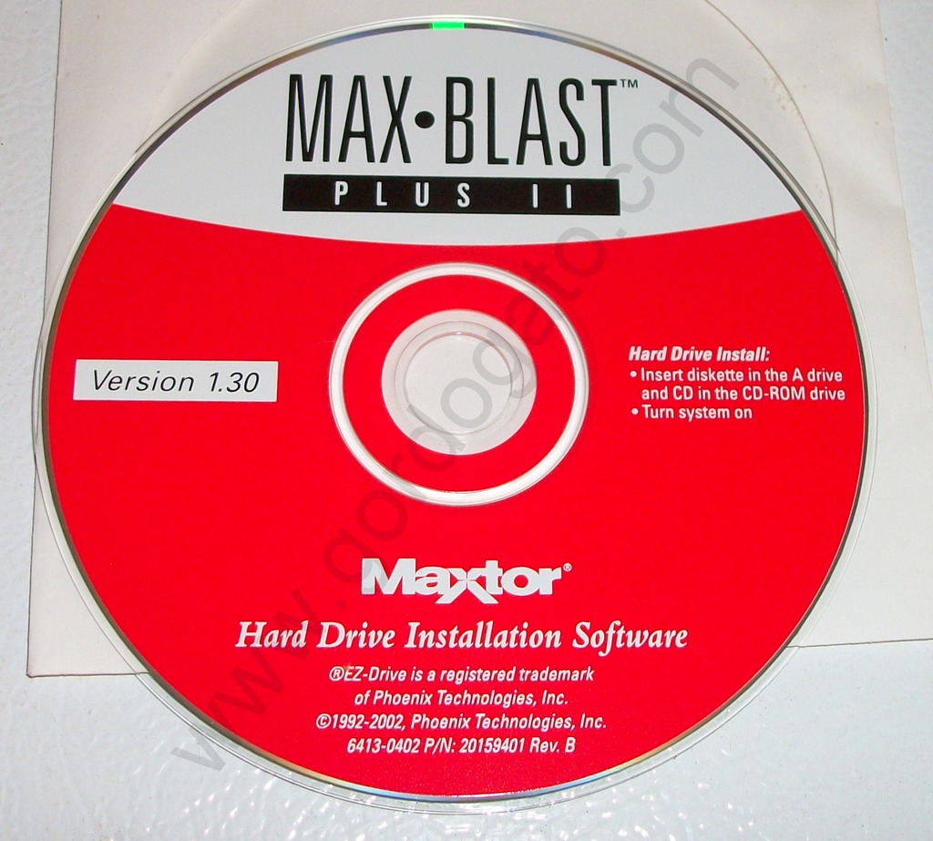 Maxtor Max Blast Plus II Hard Drive Installation Software on CD