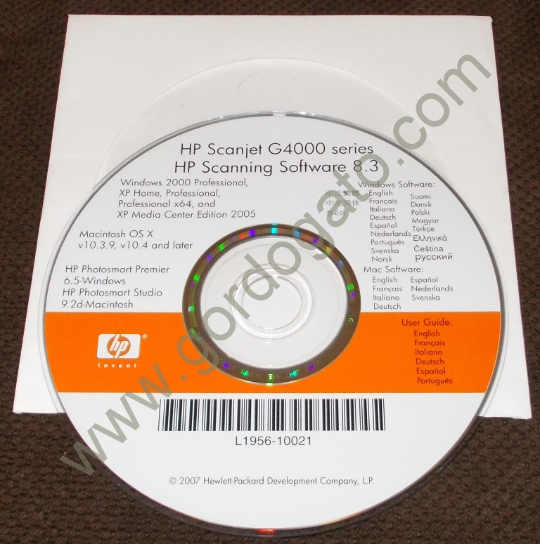 HP Hewlett Packard Scanjet G4000 Series Software 8.3 CD (2007)