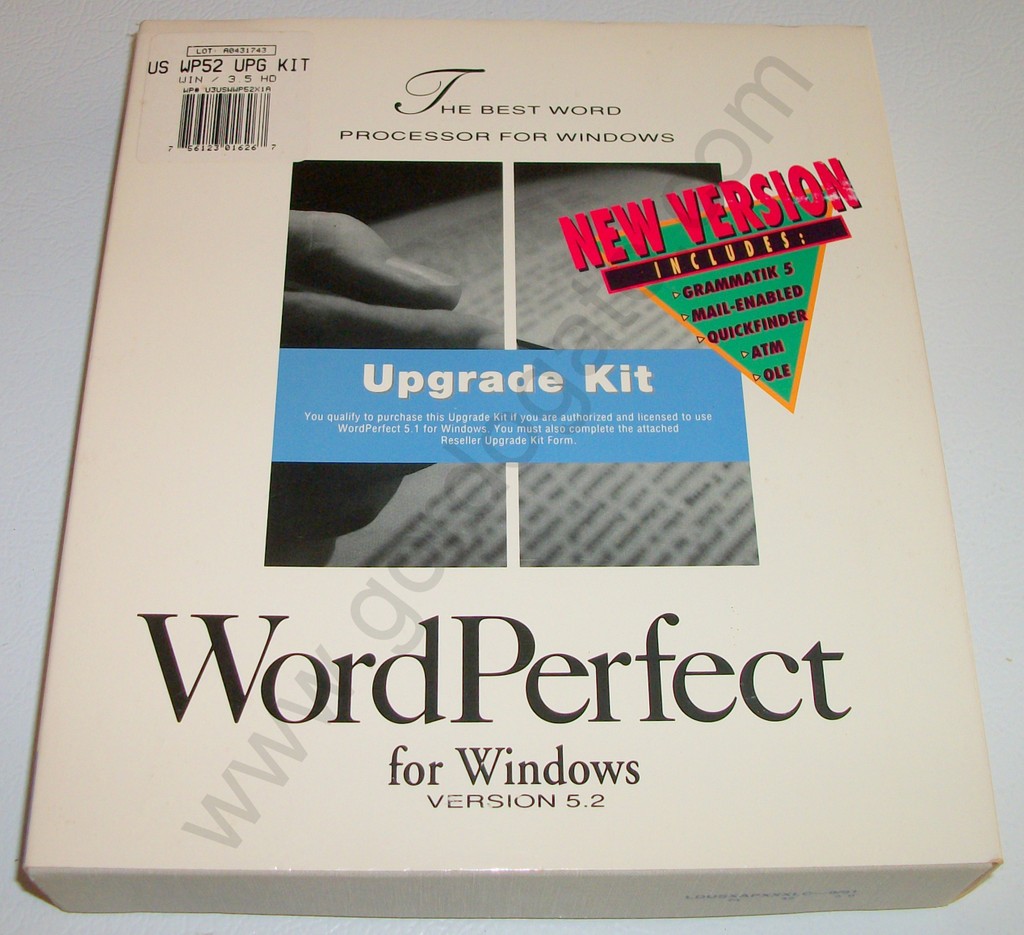 Word Perfect for Windows Upgrade on 3.5" Floppy Disks Ver 5.2